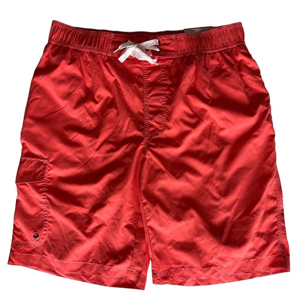 NWT St Johns Bay Mens Cargo Swim Trunks Dubarry Coral Pink UPF 50+ Large